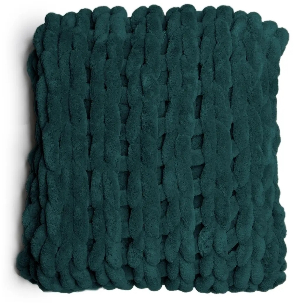 Dark Teal/Emerald Chenille Chunky Knit Throw